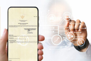 Ilustrasi sertipikat elektronik menggunakan teknologi blockchain